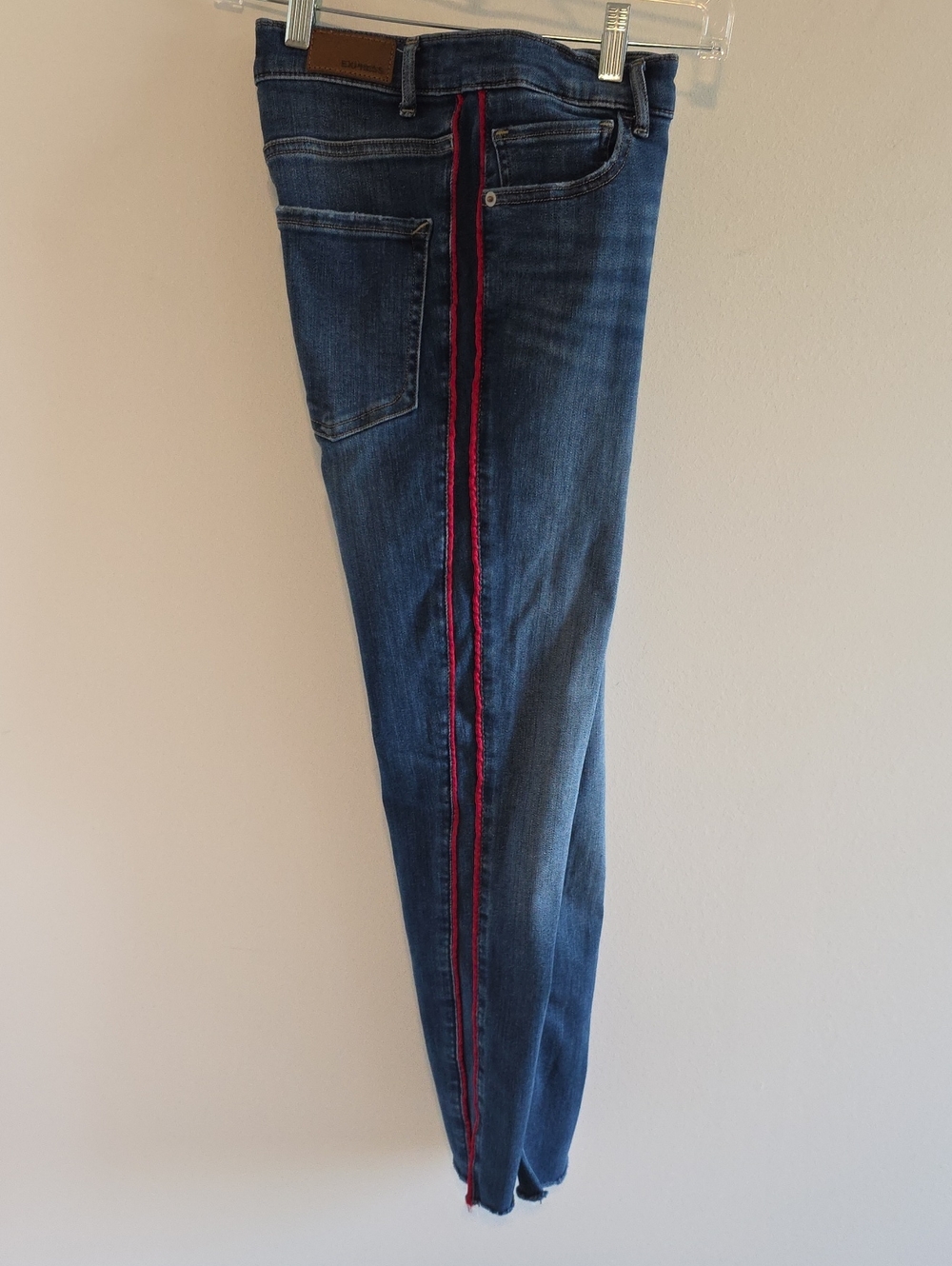 Express Jeans Womens 6 Ankle Legging High Rise Red Side Stripes Stretch Slim